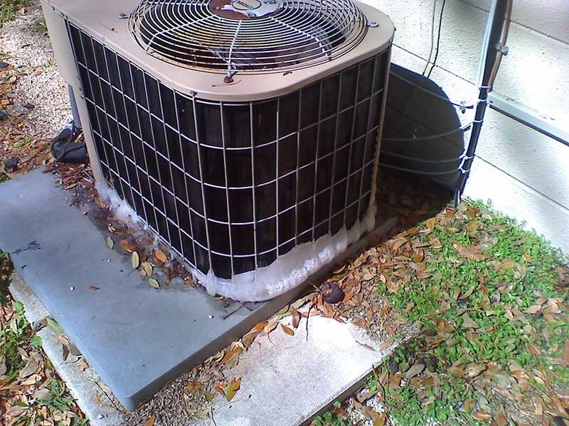 ac condenser frozen in winter